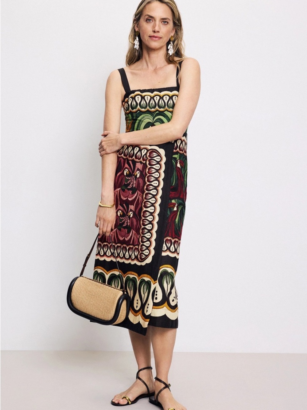 Farm Rio Coconut Tree Flow Scarf Dress Women’s Size Medium New with Tags